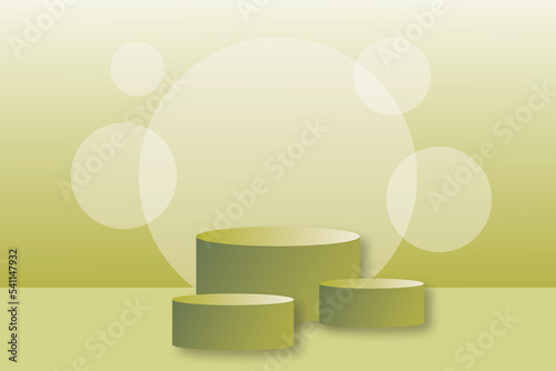 Podium or stand display product green minimal scene. Design for present product or cosmetic, stage showcase, blank Exhibition stage backdrop, shelf and mock up. illustration of 3d paper cut style.