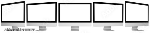 Computer Monitor mockup isolated with transparent screen png in different viewing angles