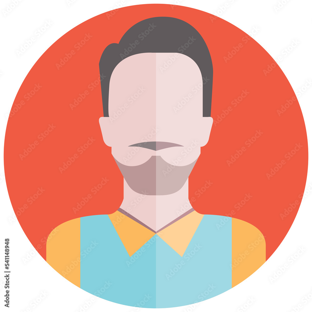 man avatar in circle button illustration