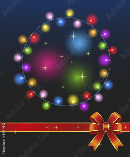 Vector Christmas card, neon glow design element, fluorescent lighting, background for your design.