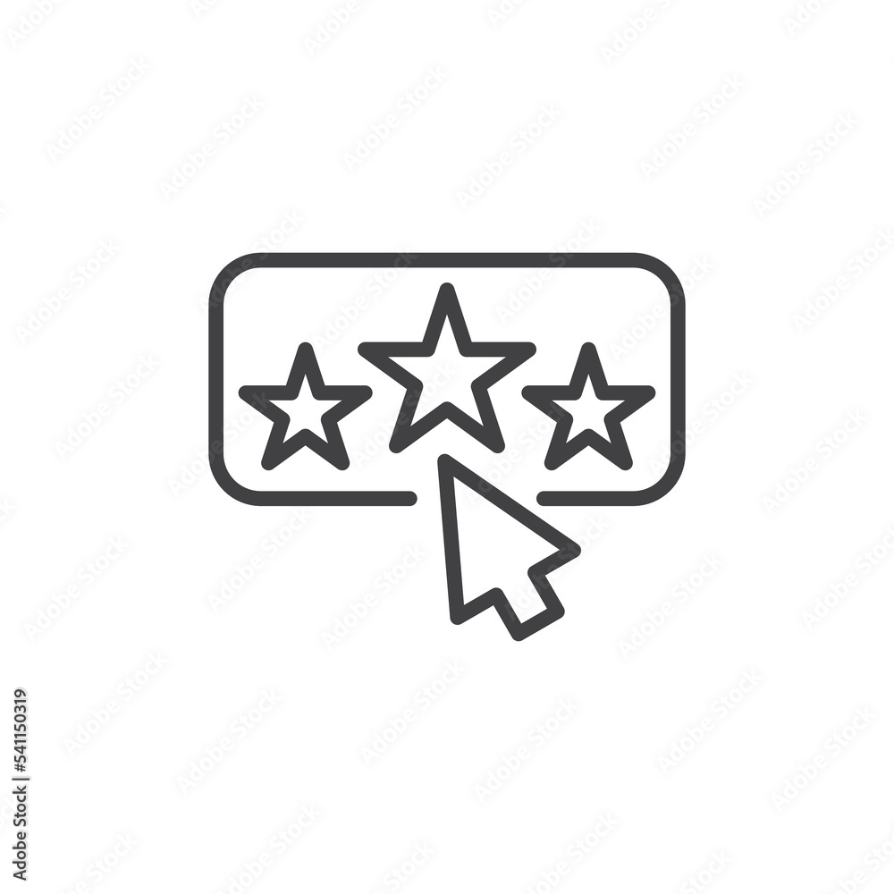 Cursor clicking rating stars line icon Cursor clicking rating stars line icon