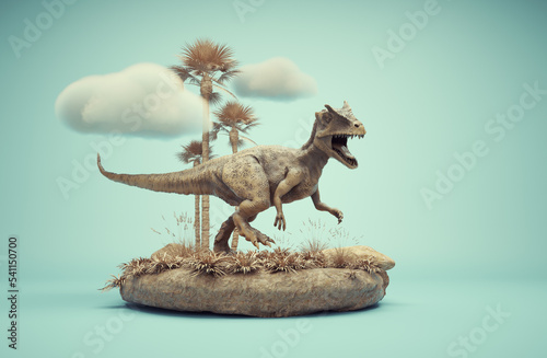 Tela Conceptual presentation scene of an Allosaurus.