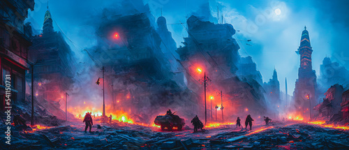 Artistic concept painting painting of a battlefield landscape  background illustration.