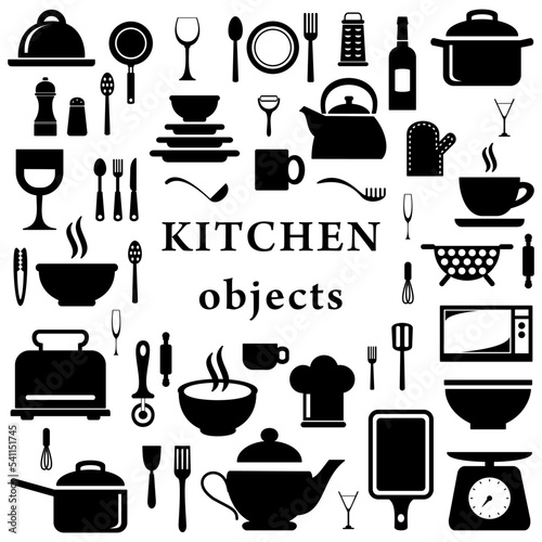 Kitchen Utensils Silhouette Vector
