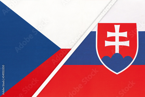Czech Republic and Slovakia, symbol of country. Czechia vs Slovak national flags