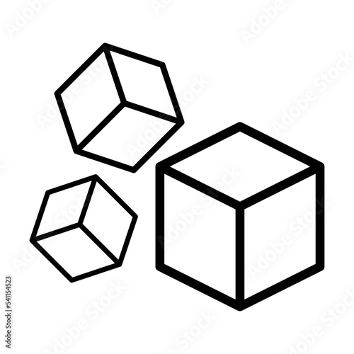 Cube icon, cuboid shape vector element for preschool, kindergarten and Montessori kids for math activities in vector illustration