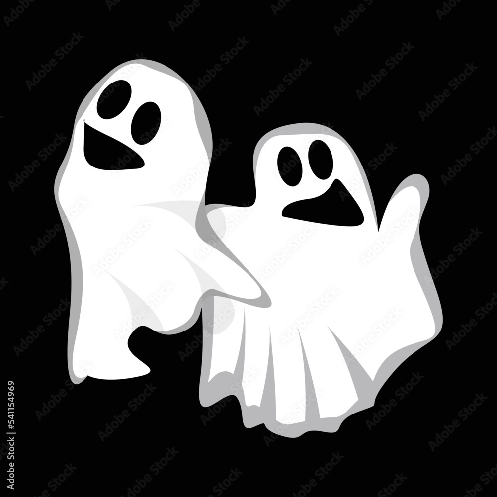 Ghost Logo Design, Halloween Icon, Halloween Costume Illustration, Celebration Banner Template