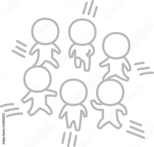 走って集合する人々