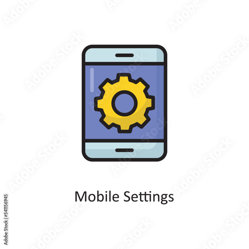 Mobile Settings Vector  Filled Outline Icon Design illustration. Cloud Computing Symbol on White background EPS 10 File