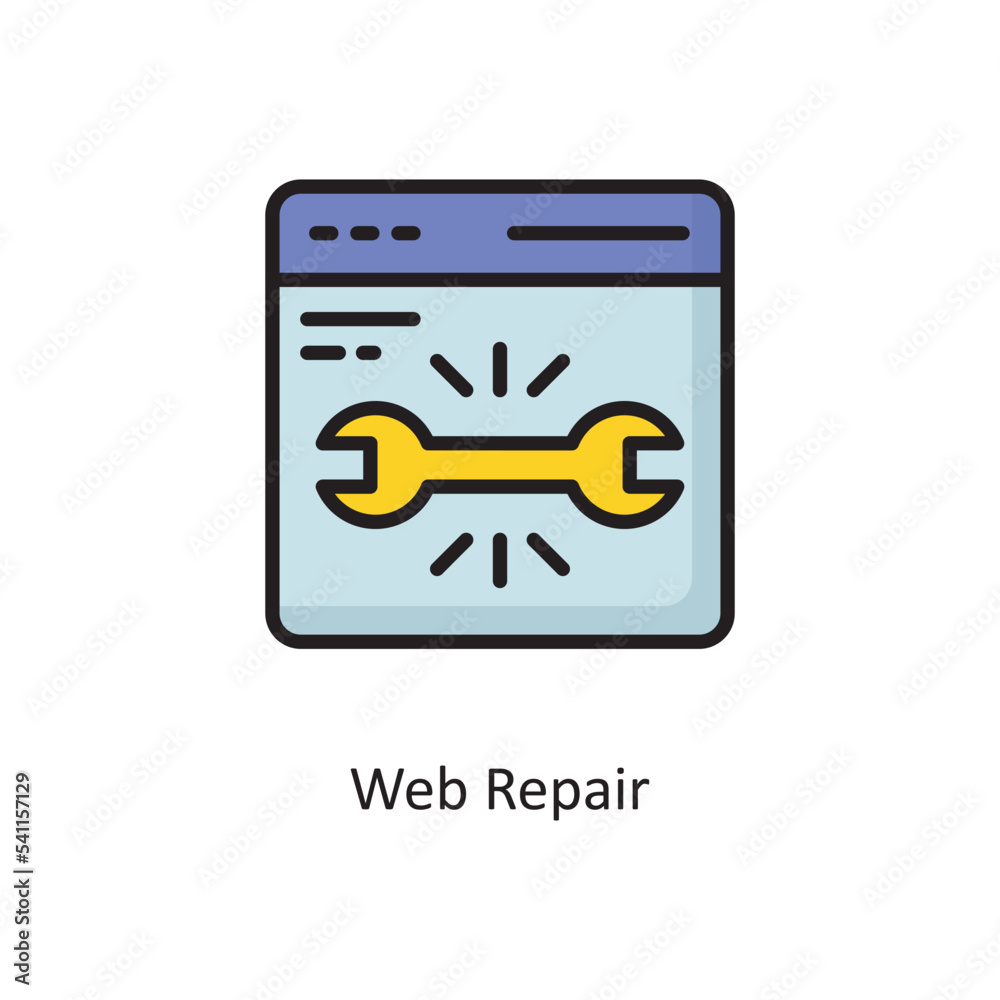 Web Repair  Vector  Filled Outline Icon Design illustration. Cloud Computing Symbol on White background EPS 10 File
