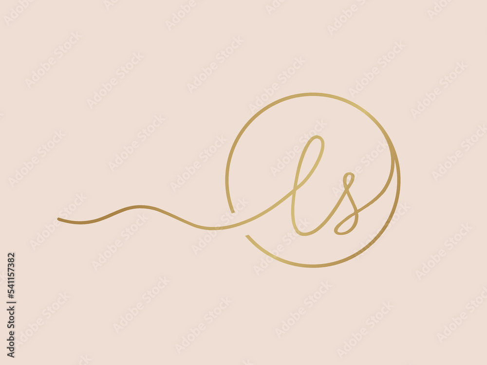 LS monogram logo.Calligraphic signature icon.Script letter s, letter l.Lettering sign.Wedding, fashion, beauty, gift boutique alphabet initials.Handwritten style gold characters.Circle frame. LS monogram logo.Calligraphic signature icon.Script letter s, letter l.Lettering sign.Wedding, fashion, beauty, gift boutique alphabet initials.Handwritten style gold characters.Circle frame.