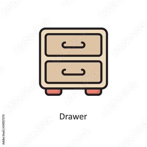 Drawer Vector Filled Outline Icon Design illustration. Cloud Computing Symbol on White background EPS 10 File