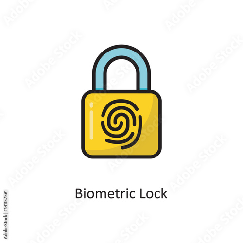 Biometric Lock Vector  Filled Outline Icon Design illustration. Cloud Computing Symbol on White background EPS 10 File