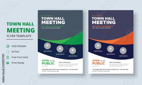 Print op canvas Town Hall Meeting Flyer Template, Community Meeting Flyer Template, City Hall Fl