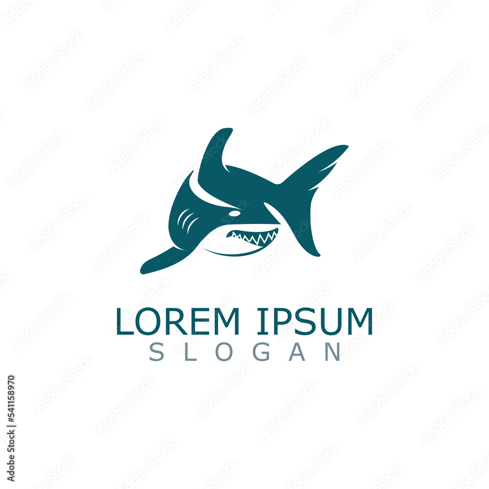 Obraz premium Shark Logo animal sea design icon vector silhouette template