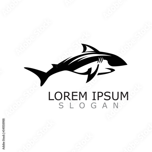 Shark Logo animal sea design icon vector silhouette template