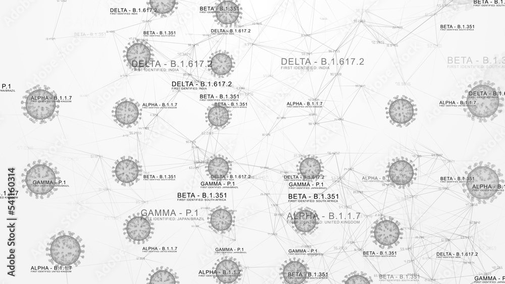 Covid-19 virus variant outbreaks, conceptual illustration Covid-19 virus variant outbreaks, conceptual illustration