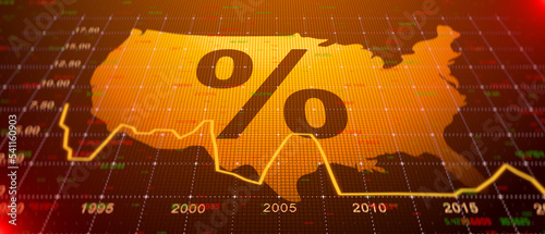 USA interest rates chart, illustration