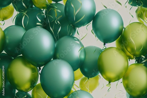 Green Balloons Seamless Texture Pattern Tiled Repeatable Tessellation Background Image