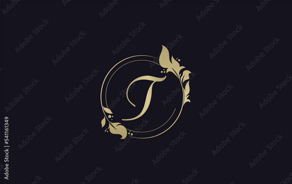 Golden circle leaf and beauty logo design with the letters and alphabets for brand and business Golden circle leaf and beauty logo design with the letters and alphabets for brand and business