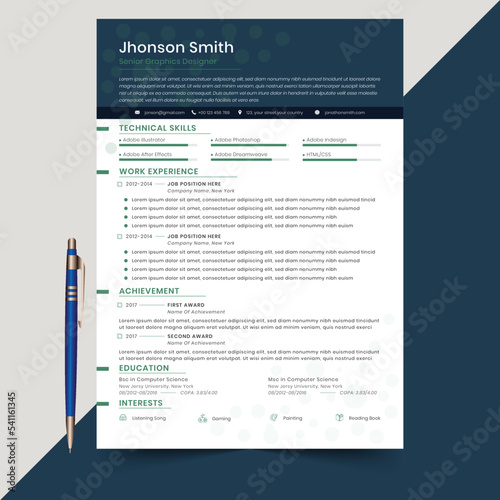 Creative CV, resume template, minimalist resume template, professional jobs cv design