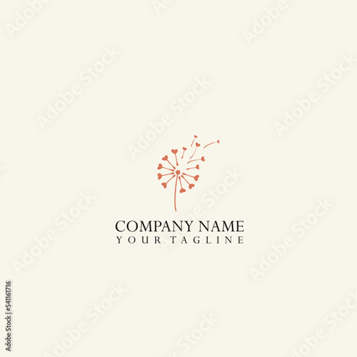 Dandelion flower shape of love icon logo design inspiration