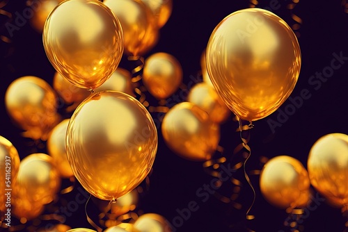 Gold Balloons Seamless Texture Pattern Tiled Repeatable Tessellation Background Image