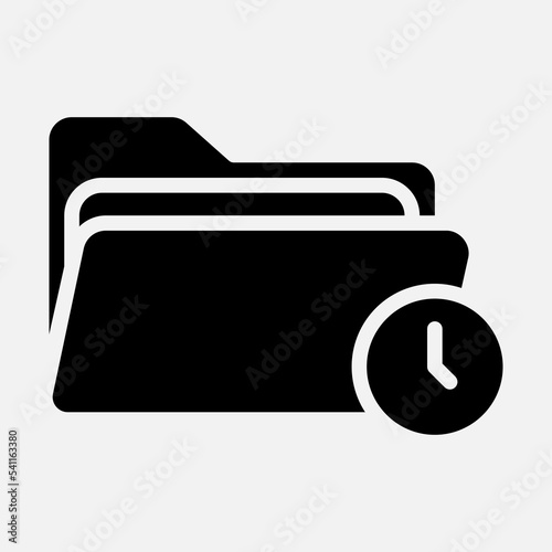 Pending icon in solid style about folders, use for website mobile app presentation