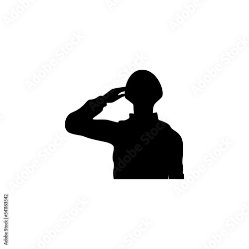 Vector illustration of soldiers saluting for an icon, symbol or logo. salute soldier silhouette