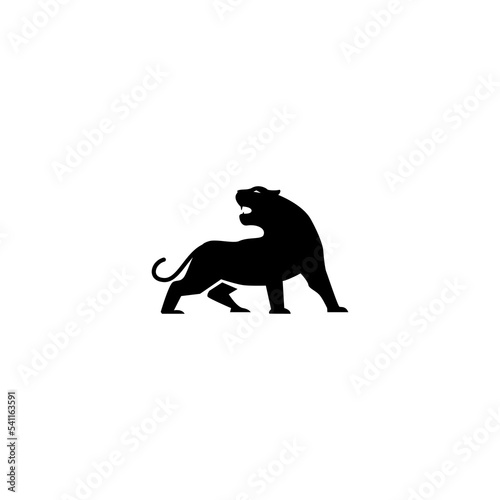 black tiger vector illustration for icons, symbols and logos. panther flat logo 