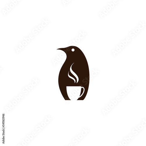 Vector illustration of a penguin and a coffee cup for an icon, symbol or logo. suitable for cafe or coffee shop logo