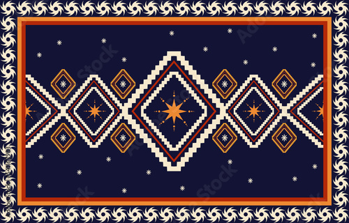 Oriental ethnic motifs for backgrounds, rugs, wallpaper, clothes, vector illustration geometric pattern abstract ornament design for printing on fabric.