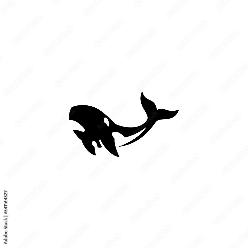 Naklejka premium Whale vector illustration for icon, symbol or logo. fish flat logo