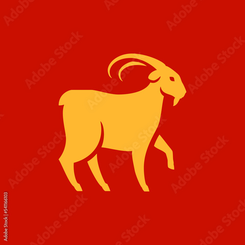Goat Chinese New Year symbol Oriental culture traditional holiday celebration icon vector flat