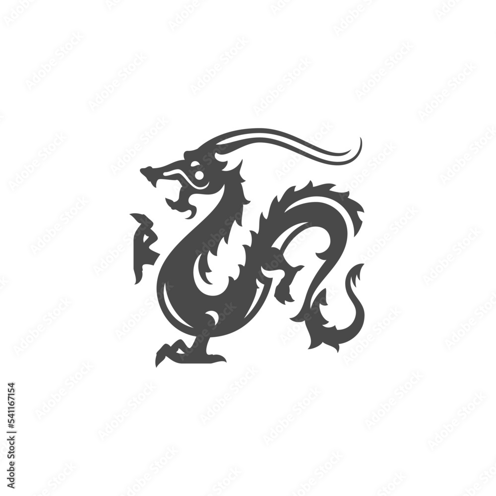 Dragon Asian mythology monster Oriental horoscope prosperity monochrome icon vector illustration Dragon Asian mythology monster Oriental horoscope prosperity monochrome icon vector illustration