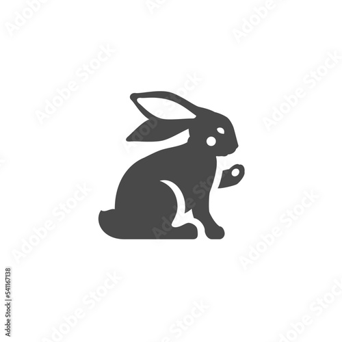 Bunny rabbit hare wild animal with long ears monochrome black silhouette icon vector illustration