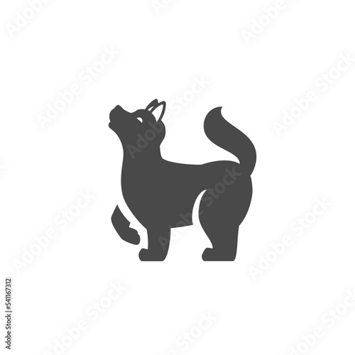 Howling dog black monochrome icon pet domestic furry animal minimalist logo vector illustration