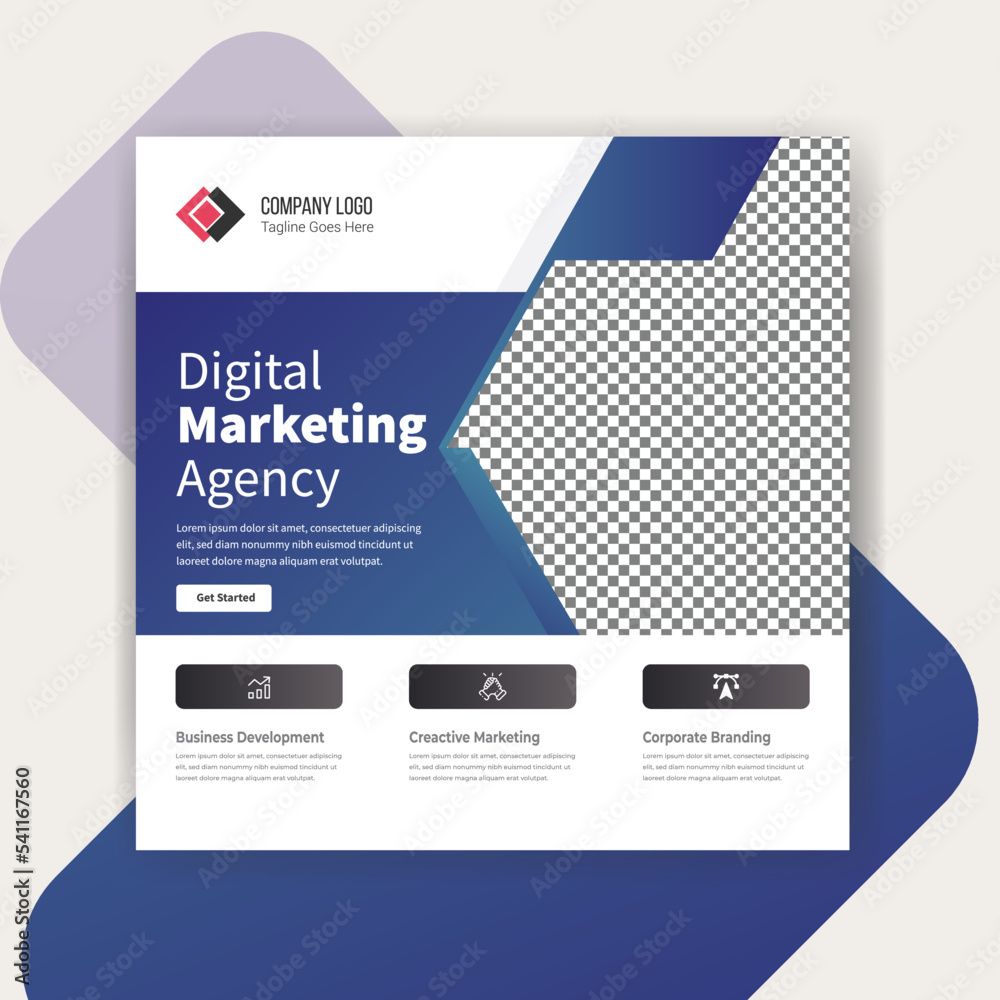 Fototapeta premium Digital marketing agency social media promotion Post template design 