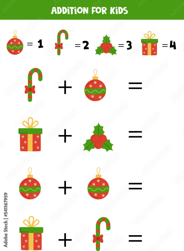 Naklejka premium Addition for kids with hand drawn Christmas items.