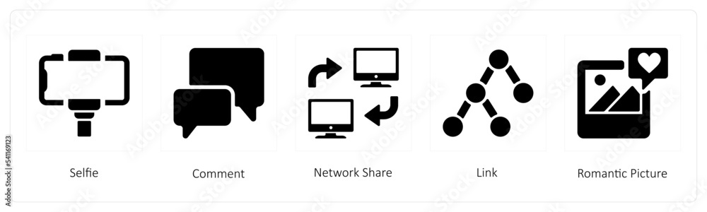 Naklejka premium selfie, comment and network share