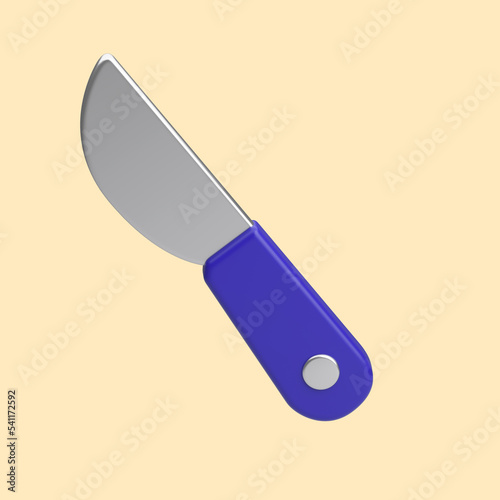 3d rendering of kitchen knife icon isolated on cleare background.