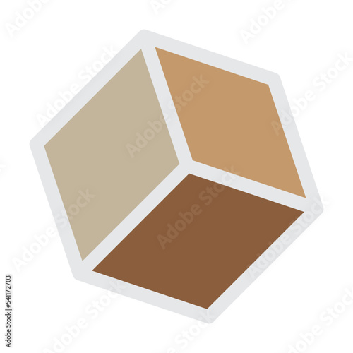 Cube icon, cuboid block shape vector element illustration