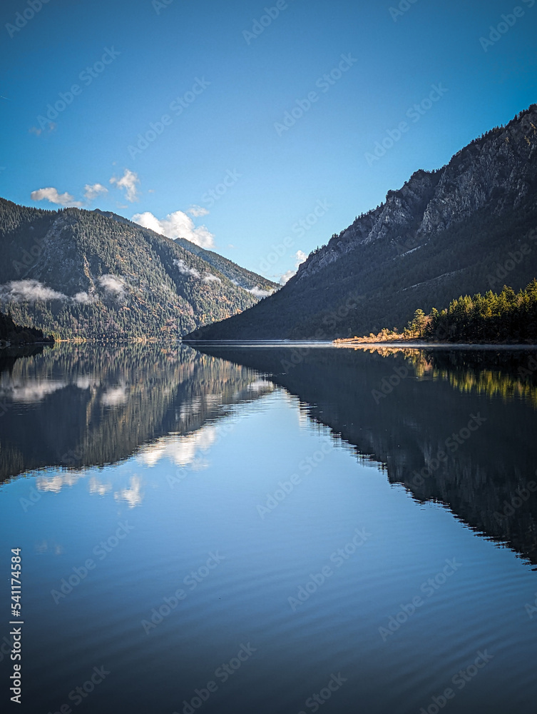 Reflecting mirror lake in austria