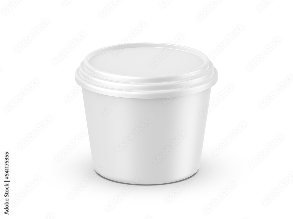 Plastic jar cup with lid mockup for packaging and branding, 3d render illustration Plastic jar cup with lid mockup for packaging and branding, 3d render illustration