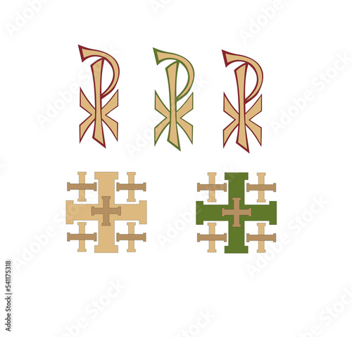 GOLD EMBROIDERY FOR LITURGICAL CLOTHES AND SACRED CEREMONIES. SACRED CATHOLIC SYMBOLS IN ANCIENT STYLE WITH GOLDEN DECORATIONS