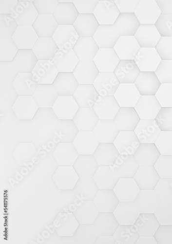 Vertical hexagonal background with white hexagons, abstract futuristic geometric backdrop or wallpaper with copy space for text
