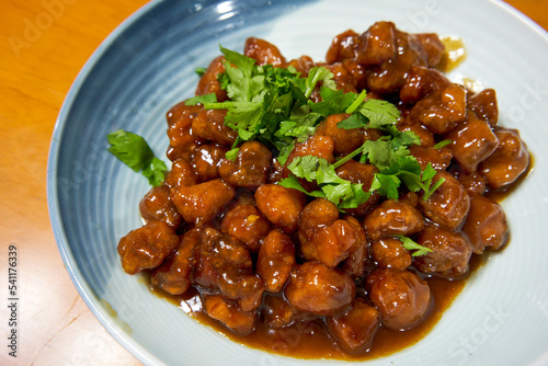 A plate of delicious and crispy sweet and sour pork