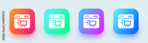 Online shop solid icon in square gradient colors. Commerce signs vector illustration.