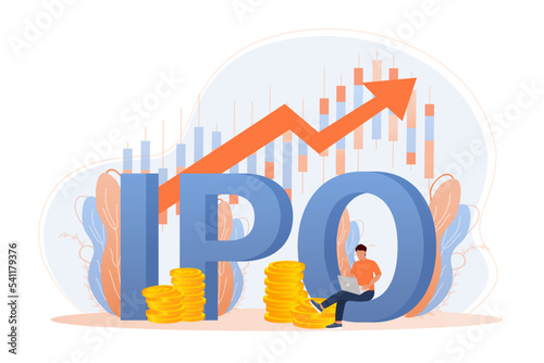 IPO, initial public offering, investment opportunity or make profit from new stock concept. Return on investment, financial solutions, passive income.