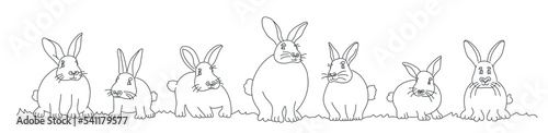 Set of nine rabbits.